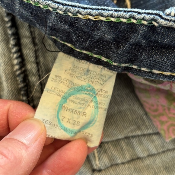 Wrangler Rock 47 Ultra Low Rise Jeans 7x36 Western Biker Thick Stitch Whiskering - Picture 14 of 14